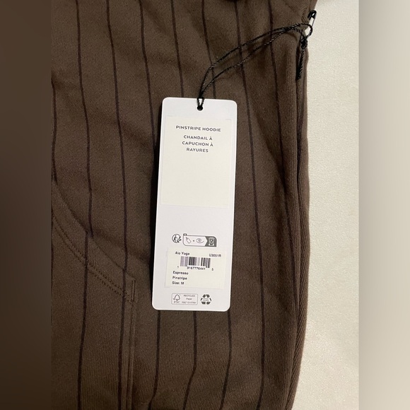 ALO Yoga NWT Pinstripe Hoodie Sweatshirt in Expresso Size M - Picture 7 of 9